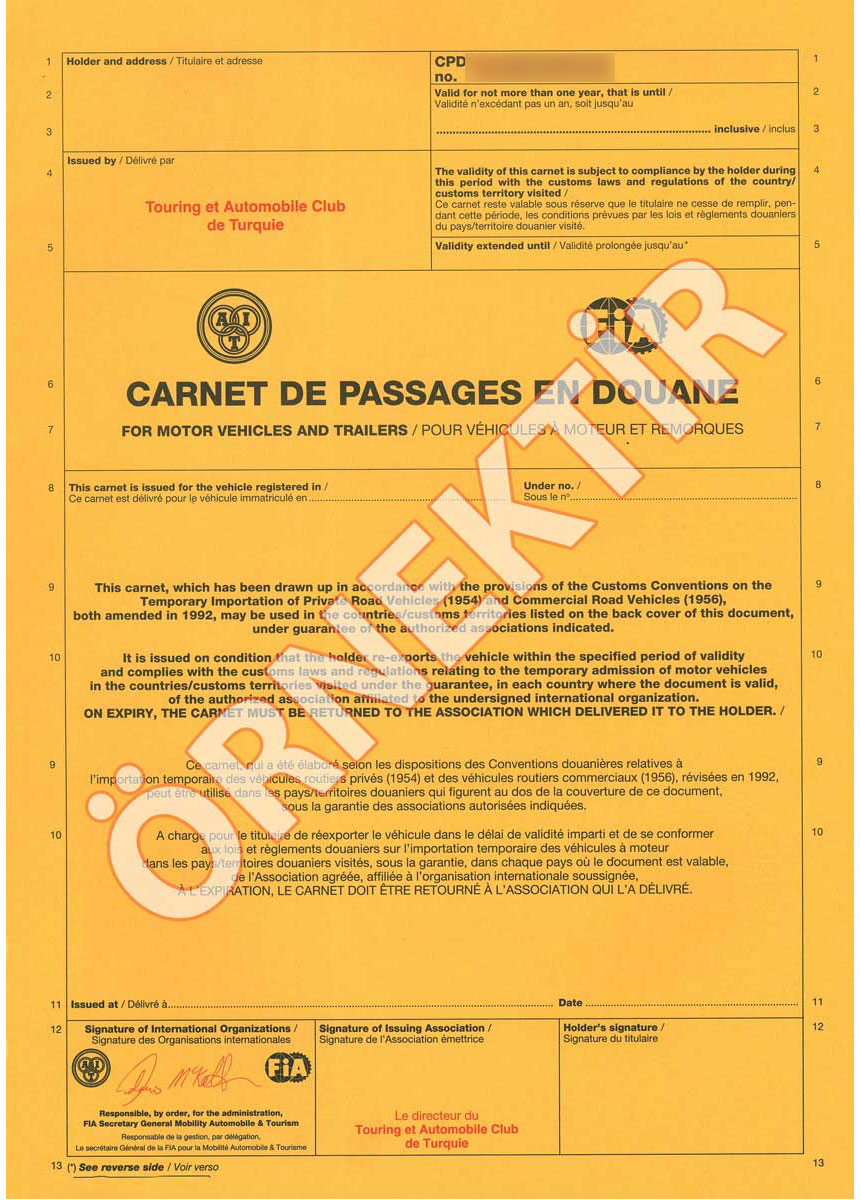 Gümrüklerden Geçiş Karnesi